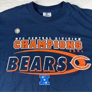 Vtg Yazbek Navy Chicago Bears 2001 NFC Central Champions Tee NWT